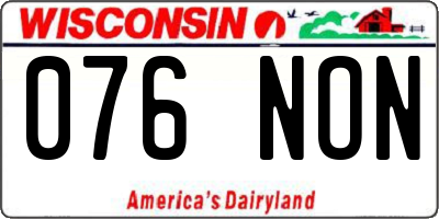 WI license plate 076NON