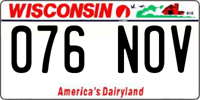 WI license plate 076NOV