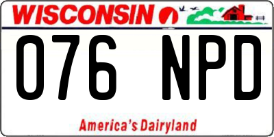 WI license plate 076NPD