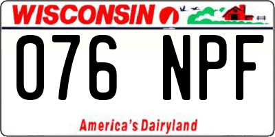 WI license plate 076NPF