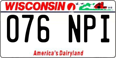 WI license plate 076NPI
