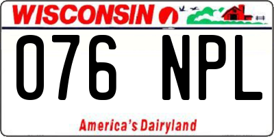 WI license plate 076NPL