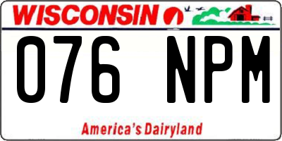 WI license plate 076NPM