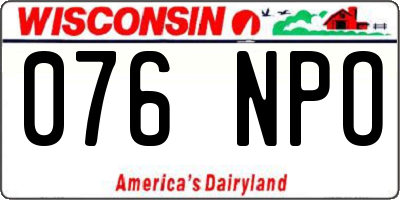 WI license plate 076NPO