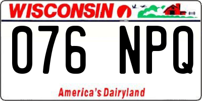 WI license plate 076NPQ