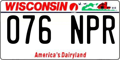 WI license plate 076NPR