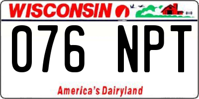 WI license plate 076NPT