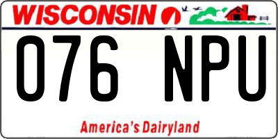WI license plate 076NPU