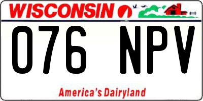 WI license plate 076NPV