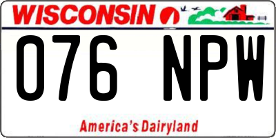 WI license plate 076NPW