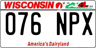WI license plate 076NPX