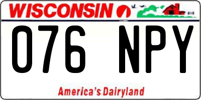 WI license plate 076NPY