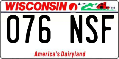 WI license plate 076NSF