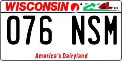 WI license plate 076NSM