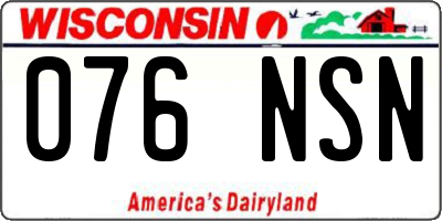 WI license plate 076NSN