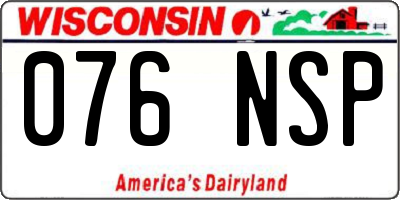 WI license plate 076NSP