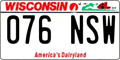 WI license plate 076NSW