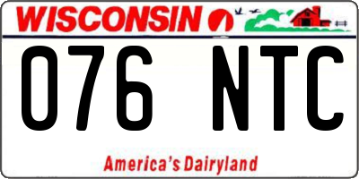 WI license plate 076NTC