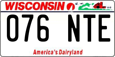 WI license plate 076NTE