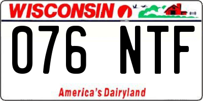 WI license plate 076NTF