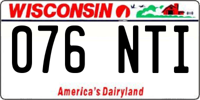 WI license plate 076NTI