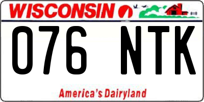 WI license plate 076NTK