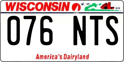 WI license plate 076NTS