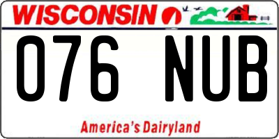 WI license plate 076NUB