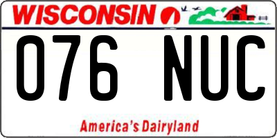 WI license plate 076NUC