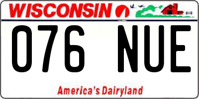 WI license plate 076NUE