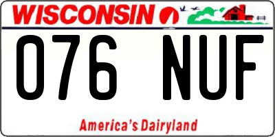 WI license plate 076NUF