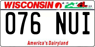 WI license plate 076NUI
