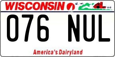 WI license plate 076NUL