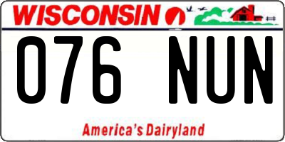 WI license plate 076NUN