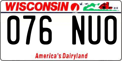 WI license plate 076NUO