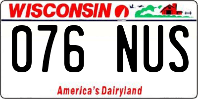 WI license plate 076NUS