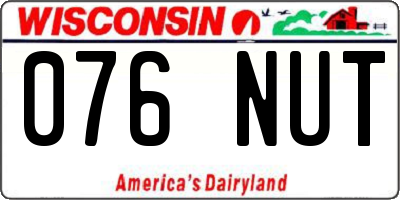 WI license plate 076NUT