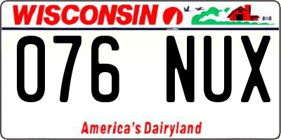 WI license plate 076NUX