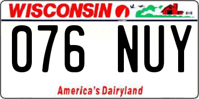 WI license plate 076NUY