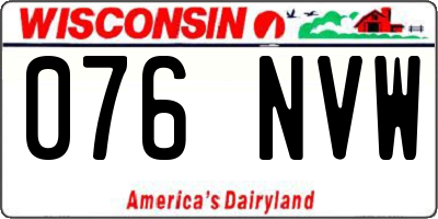 WI license plate 076NVW