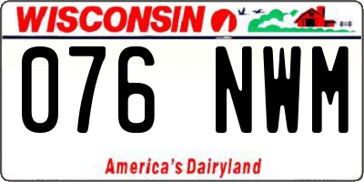 WI license plate 076NWM
