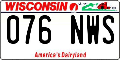 WI license plate 076NWS