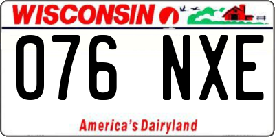 WI license plate 076NXE