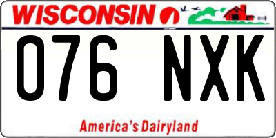 WI license plate 076NXK