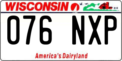 WI license plate 076NXP