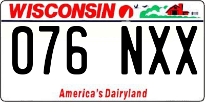 WI license plate 076NXX