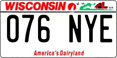 WI license plate 076NYE