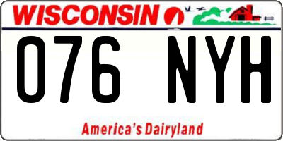 WI license plate 076NYH