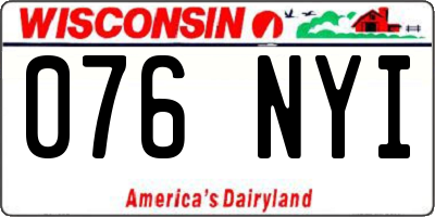 WI license plate 076NYI
