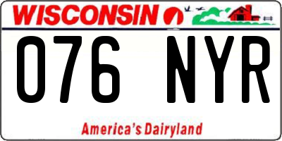 WI license plate 076NYR
